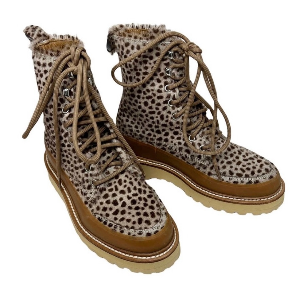Ulla Johnson Calf Hair Animal Print Military Booties 7.5